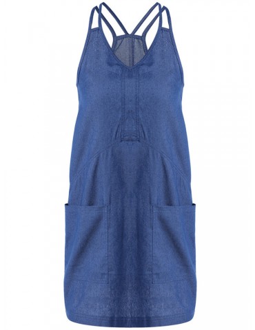 Casual Denim Pure Color Spaghetti Strap Romper Dresses