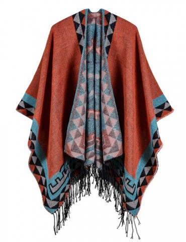 Elegant Print Irregular Tassel Shawl Cardigans for Women