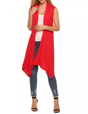 Casual Solid Sleeveless Irregular Cardigans for Women