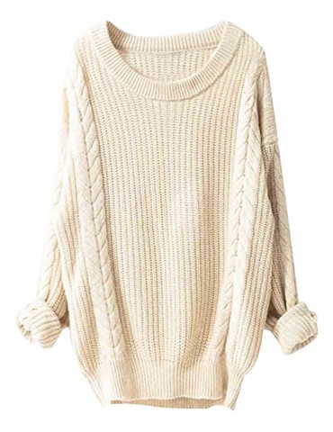 Solid Color Long Sleeve Crew Neck Casual Sweater