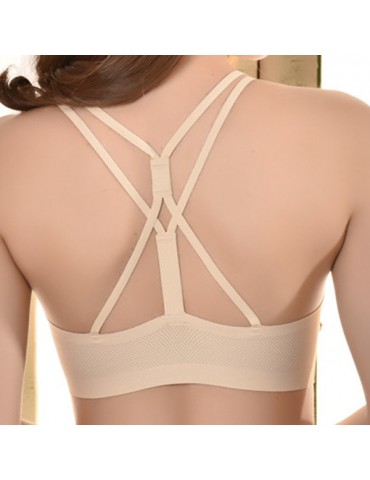 Camisole Ice Silk Backless Criss-cross Back Bandeau Tank Top Sports Bras