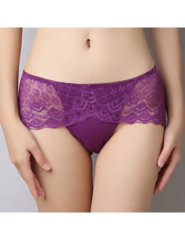 Breathable Lace Hip Lifting Cotton Crotch Mid Waist Panties