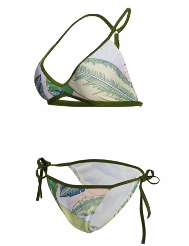 Sexy Palm Tree Leaf Triangle Bandage Bikini Swimwear For Women