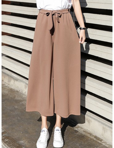 Casual Chiffon High Elastic Waist Harem Straight Pants