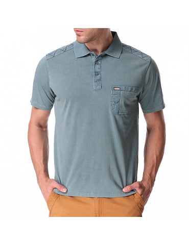 Mens Summer Solid Color Front Pocket Tops Turn-down Collar Short Sleeve Casual Golf Shirt