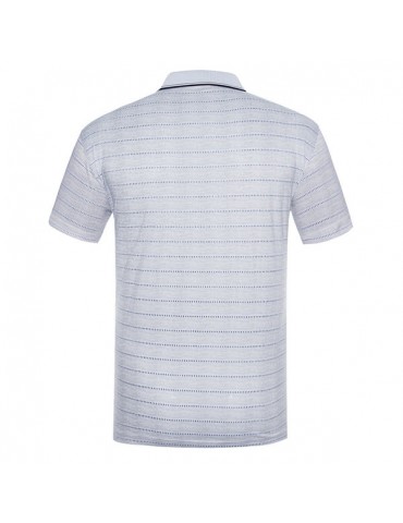 Mens Spring Summer Golf Shirt Striped Light-colored Soft Cotton Short Sleeve Casual Tops