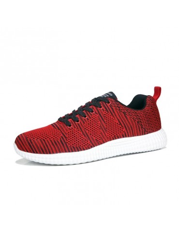 Large Size Men Knitted Fabric Lace Up Sport Running Casual Sneakers