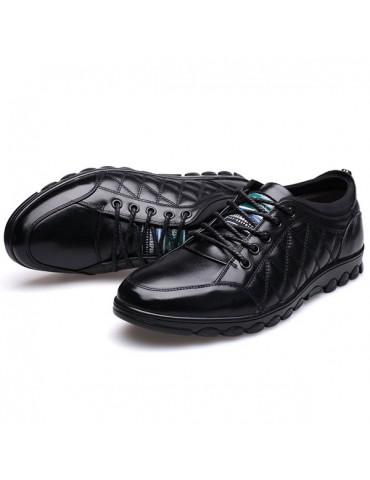 Men Soft Cow Leather Lace Up Casual Shoes