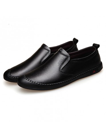 Men Hand Stitching Leather Anti-collision Non-slip Soft Casual Driving Shoes