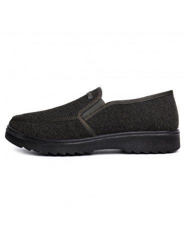 Men Pure Color Old Peking Style Fabric Slip On Casual Shoes