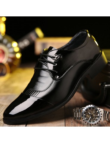 Men Cap Toe Leather Non-slip Business Casual Formal Dress Shoes