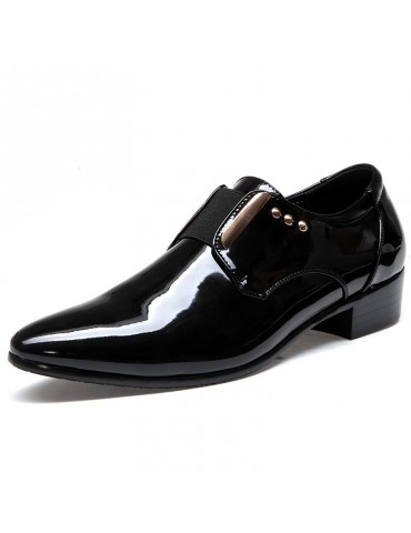 Men Classic Pointed Toe Elastic Band Slip On Formal Dress Shoes