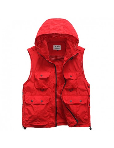 Outdoor Quick Dry Photograpohy Casual Hooded Mutil Pockets Vest for Men