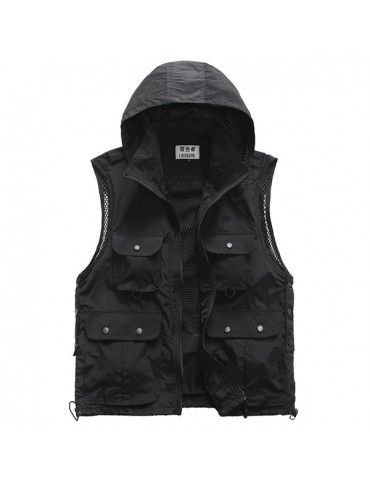 Outdoor Quick Dry Photograpohy Casual Hooded Mutil Pockets Vest for Men