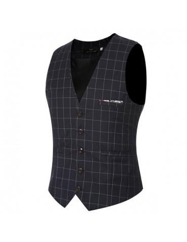 Fashion Wedding Dress Plaid Vest Slim Fit Business Suit Vest For Men