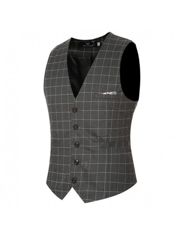 Fashion Wedding Dress Plaid Vest Slim Fit Business Suit Vest For Men