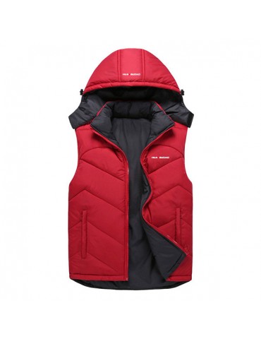 Outdoor Down Padded Reversible Detachable Hooded Sport Coat Vest for Men