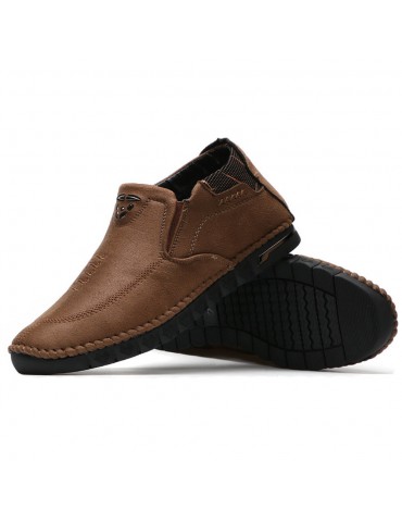 Men Hand Stitching Soft Sole Slip On Warm Lined Casual Ankle Boots