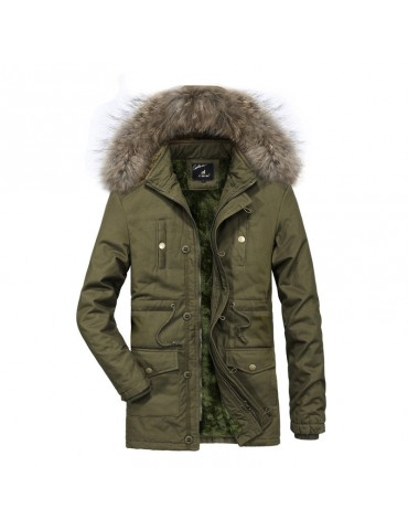 Casual Multi Pockets Warm Windproof Detachable Hooded Jacket for Men