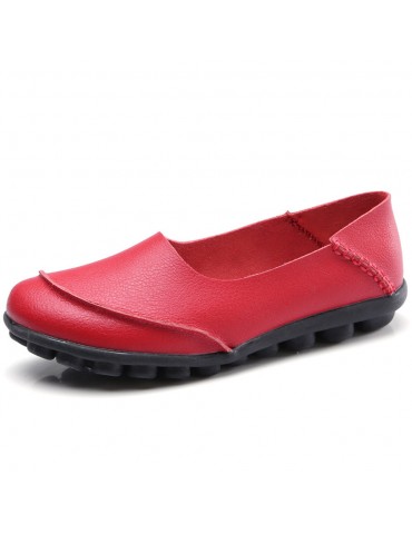 Large Size Cow Leather Soft Flats