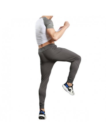 Mens Spring Summer Elastic Waist Solid Color Slim Fit Joggers Casual Sport Pants