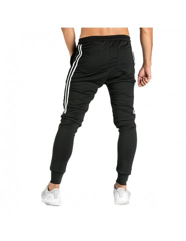 Mens Drawstring Elastic Waist Slim Fit Fitness Running Casual Sport Pants