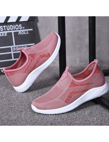 Outdoor Breathable Mesh Slip On Pink Sneakers For Women