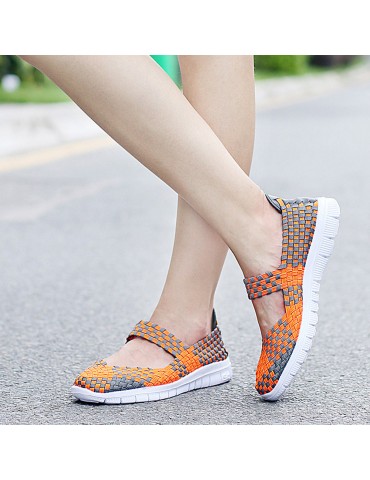 Multi-color Elastic Slip On Flat Athletic Shoes