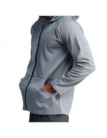 Mens Hooded Quick-drying Breathable Fleece Lined Warm Sport Running Casual Jacket