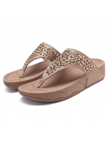 Rhinestone Platform Hollow Sandals