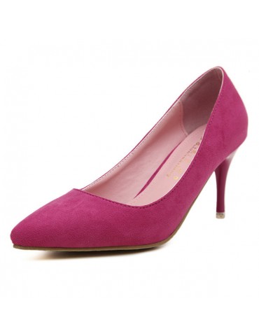 Suede Pure Color Candy Color European Style Slip On High Heel Stiletto Pumps