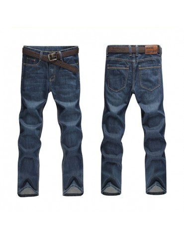 Plus Size Casual Business Loose Straight Legs Jeans High-Rise Pants For Men