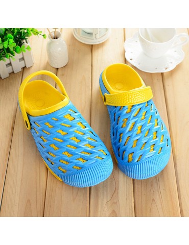 Big Size Hollow Out Color Match Sandals Slip On Flat Slippers