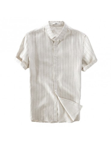 Striped Linen Loose Thin Summer Casual Shirt for Men