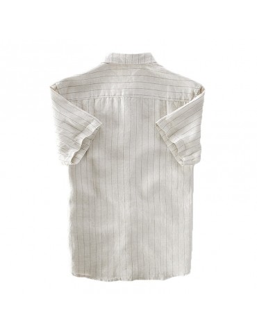 Striped Linen Loose Thin Summer Casual Shirt for Men