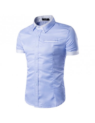 Patchwork Stylish Solid Color Designer Short Shirts For Men