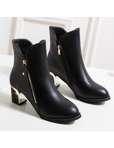 Luxury Veins Zipper Ankle Boots