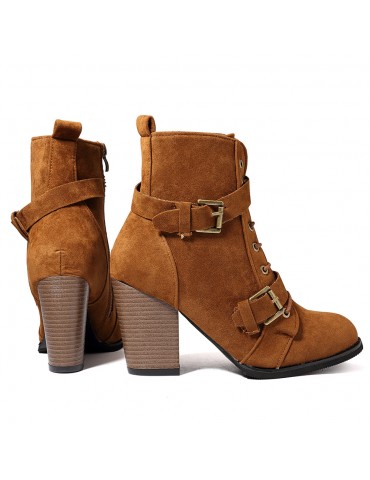 Pointed Toe Chunky Heel Ankle Boots