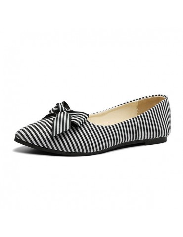 Cloth Striped Casual Flat Shoes Soft Loafers For Women