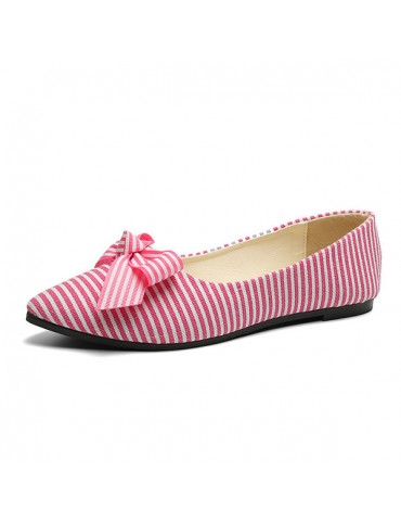 Cloth Striped Casual Flat Shoes Soft Loafers For Women