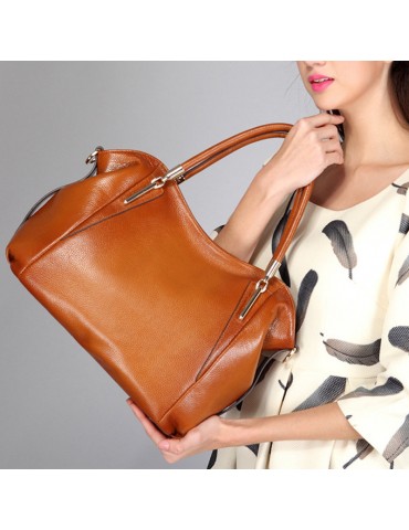 Women Genuine Leather Large Capacity Tote Bag Crossbody Bag