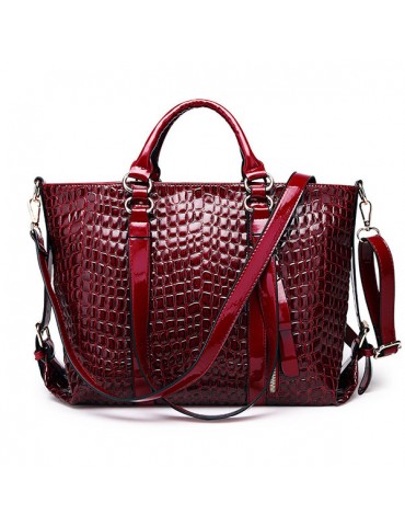 Women Crocodile Pattern Solid Large Capacity Handbags Multi-Function Crossbody Bags