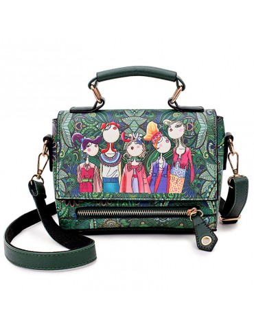 Women Bohemian Forest Series Print Crossbody Bags Large Capacity Handbags