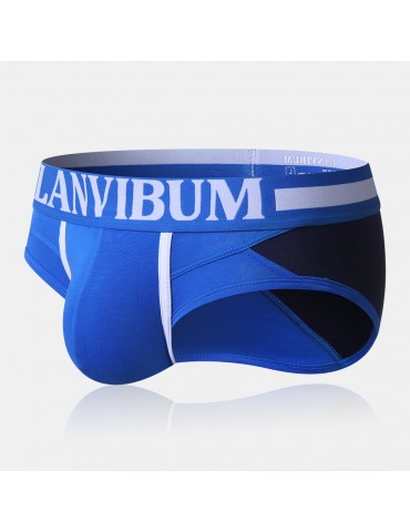 Big Pouch Patchwork Underwear Spell Color Butt Lifting Cotton Boxer Brief for Men