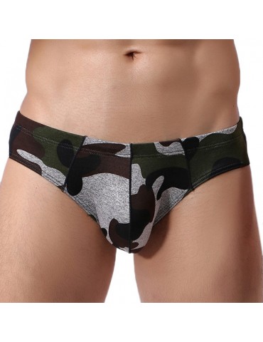 Sexy Printing Camouflage U Convex Nylon Briefs Underwear for Men