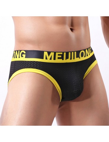 Mesh Ice Silk Breathable Low Waist Sexy Briefs for Men