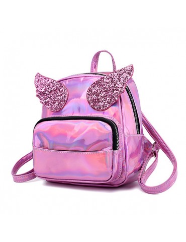 Women Laser Shoulder Bag Sequin Wings Backpack Cute Reflective Bag