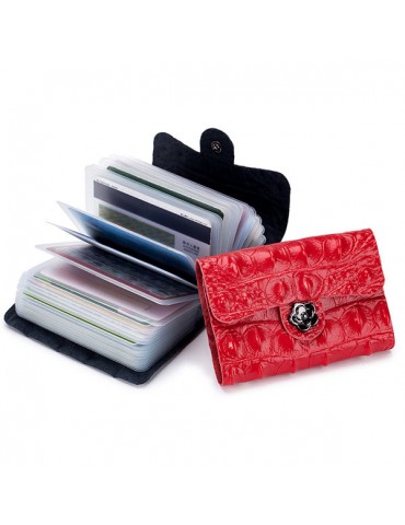 Women Solid Genuine Leather 26 Card Slot Wallet