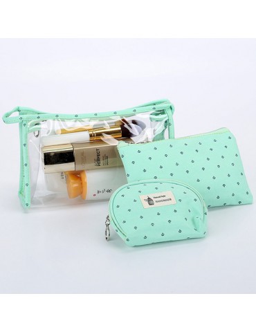 Women PVC Cosmetic Bag Three-Piece Package Crown Map Travel Wash Bag Solid Storage Bag