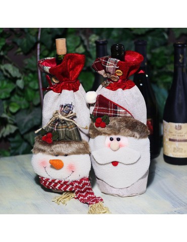 Christmas decorations Santa Claus bags red wine bag tableware decorative items